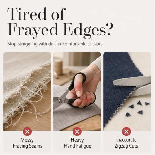Pinking Shears, Sharp Serrated Stainless Steel Blades