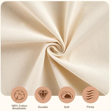 100% Cotton Muslin Fabric, Premium 63 Inch X 10 Yards Unbleached
