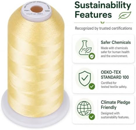 Simthread 5500Yds Embroidery Thread, 5000M High-Yardage 40WT 100%