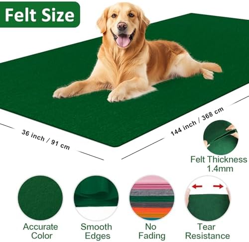 XSEINO Moss Green Large Felt Fabric 144" X 36 "(4 Square Yards)