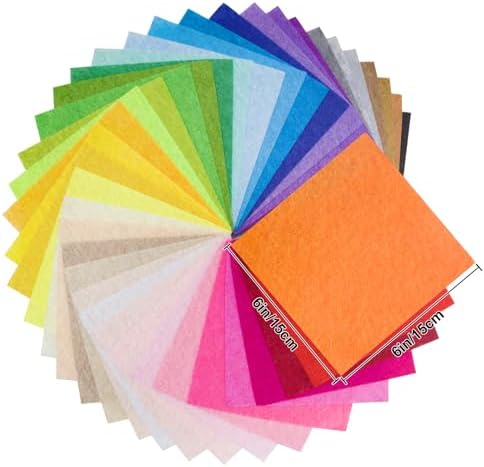 6" x 6" Felt Fabric Sheets for Crafts, 40pcs Assorted Colors Felt