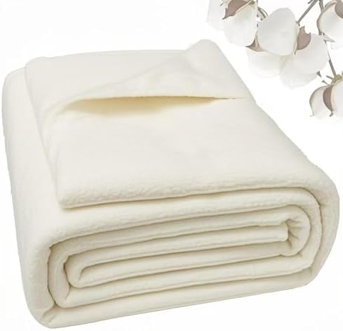 Natural Cotton Batting for Quilting, 90"x90", 150g/m2 Lightweight