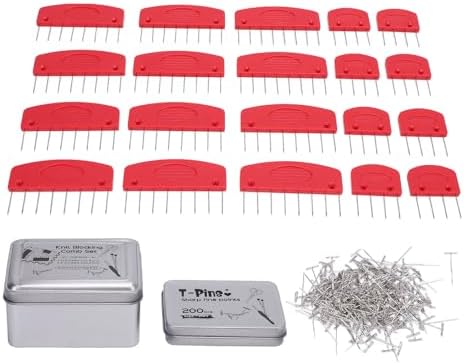 Knit Blocking Combs T Pins Kit with Non Slip Ergonomic Design Storage