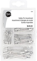 Dritz 3328 Curved Safety Pins, Assorted Sizes with Storage Box