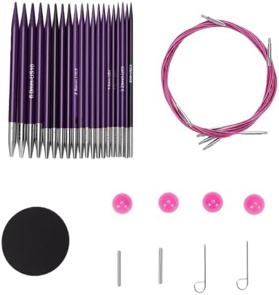 Pssopp Interchangeable Circular Needles, 10 Pairs, 3.0-6.5mm Sizes