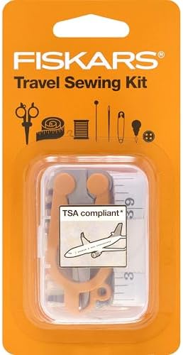 Fiskars 27-Piece Travel Sewing Kit, 39" Measuring Tape, Orange