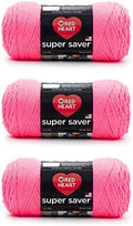 Red Heart Super Saver Yarn for Crocheting, Pretty N' Pink, 3-Pack