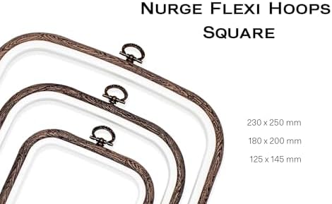 Nurge 3 Piece Embroidery Hoop Set Imitated Wood Display Frame, Plastic