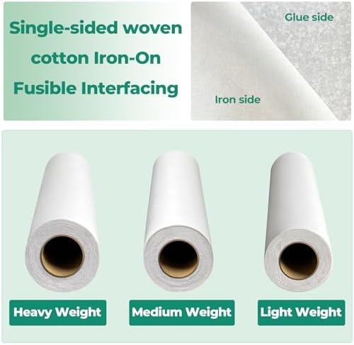 PLANTIONAL Light Weight Woven Cotton Fusible Interfacing,16.1" X10 Yd