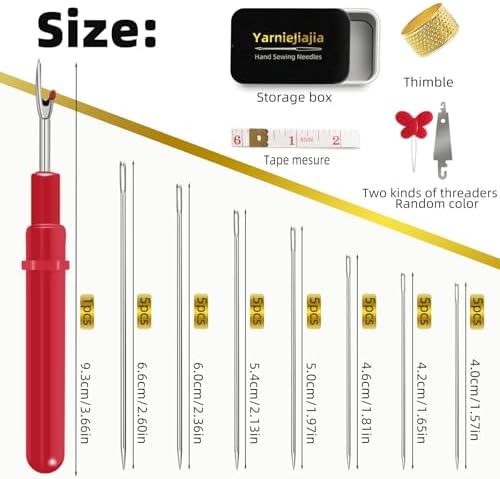 35pcs Steel Needles for Hand Sewing with Threaders Tape Measure