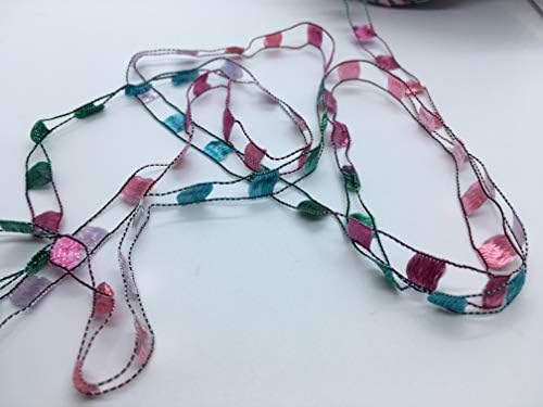 Berlini Ladder Ribbon Maxi Yarn #104 Coleus - Pinks, Greens, Blue