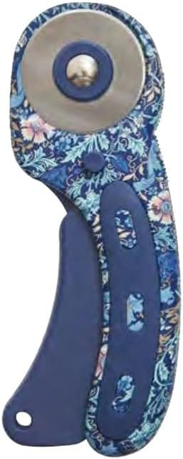 Hobby Gift Create Blue Woodblock Floral 45mm Rotary Cutter 766101