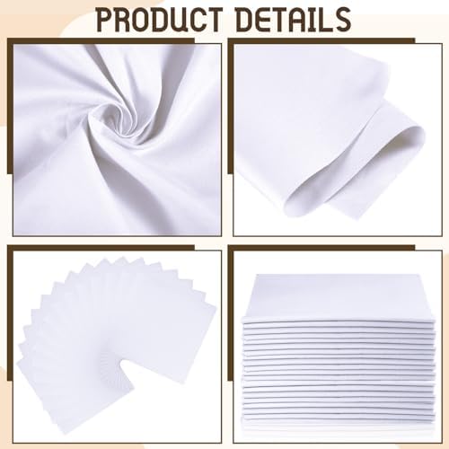 Breling 20 Pcs White 10x10 Inch Cotton Fabric Squares, One Size