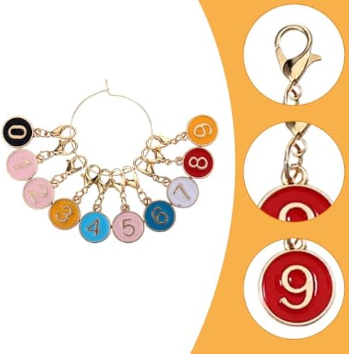30PCS Colorful Number 0-9 Stitch Markers, Flat Round Number Stitch