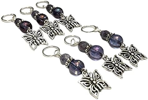 Butterfly Stitch Markers for Knitting with Snag Free Rings or Select