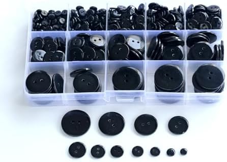 543pcs 2 Holes Resin Black Buttons 11 Sizes Assorted (6mm-25mm) 2