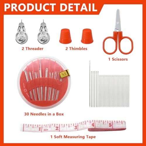 Sewing Kit with 100 Basic Sewing Accessories, 64 Spools of Thread Mini