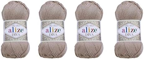 4 Balls Hand Knitting Yarn 100% Microfiber Acrylic Yarn Alize Diva