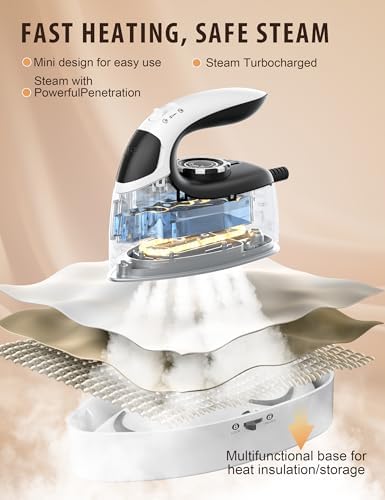 Sundu Mini Steam Iron with Rotary Temp Control for Travel & Sewing