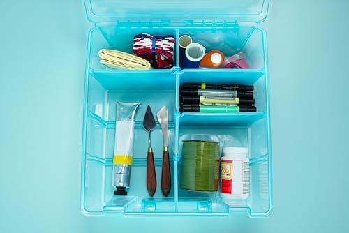 ArtBin Super Satchel Double Deep, 8-Compartment Craft Box, Aqua Mist
