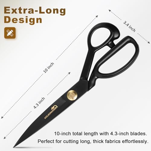 10-Inch High Carbon Steel Fabric Scissors, Black