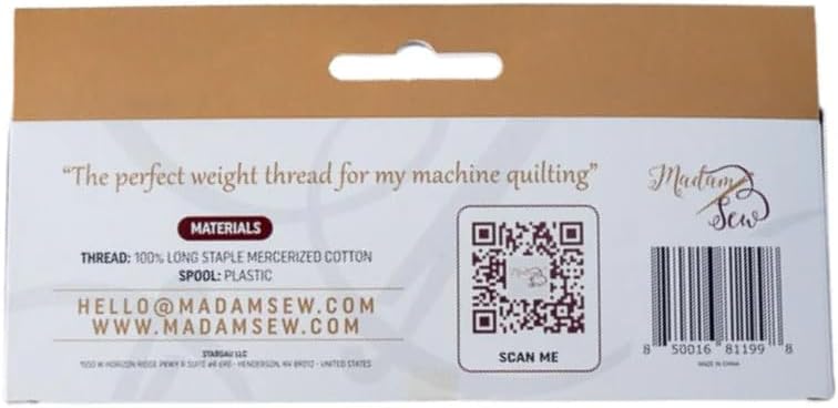 Madam Sew Cotton Thread Set – 8 Small Spools – 100% Cotton Thread for