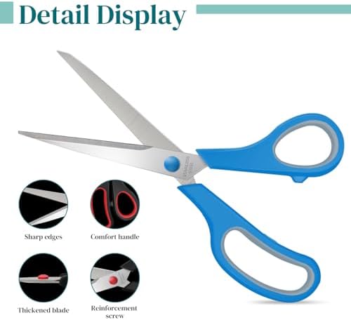 6 Packs Sewing Craft Scissors Bulk,8" Multipurpose Heavy Duty Sharp