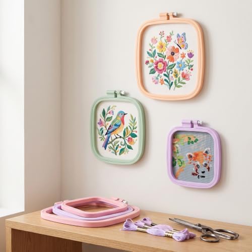 LAMXD 4 Pieces Embroidery Hoop Rectangle Square Embroidery Frame Cross