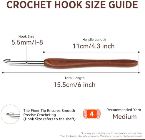 SEVENSUN Mimosa 5.5mm Single Crochet Hook, Available in 0.6mm-6.5mm