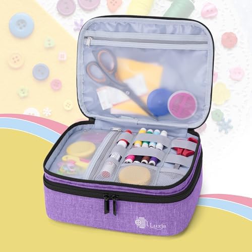 Luxja Double-Layer Medium Sewing Organizer, Purple