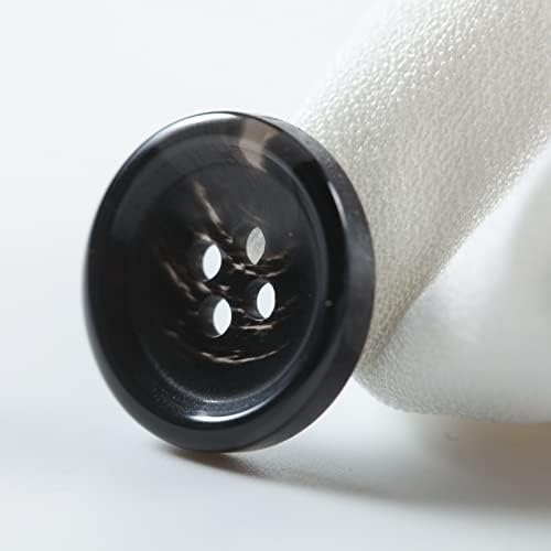 80 Large 3/4 inch Black Buttons for Sewing - Round Resin, 4 Hole