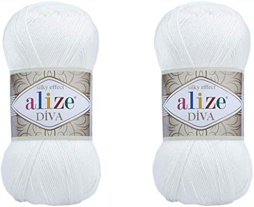 Alize Diva Hand Knitting Yarn - 100% Microfiber Acrylic With Silk