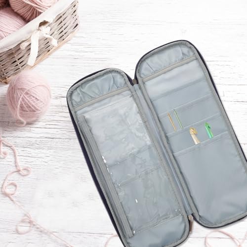 Crochet Hook Organizer Bag, Double Layer Knitting Needle Storage Case