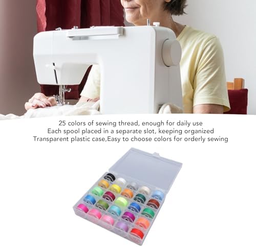 Srliya 25 Colors Prewound Bobbin Thread Set with Case