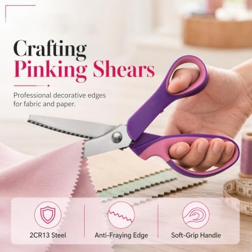 Pinking Shears, Sharp Serrated Stainless Steel Blades