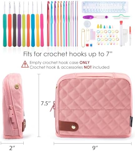 MYBAGZING Crochet Hook Case, Organizer for Hooks up to 7" &