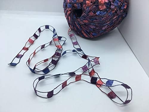 Berlini Ladder Ribbon Maxi Yarn #133 Passion - Rose, Indigo, Mauve