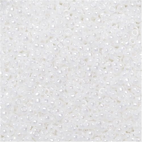 Miyuki Round Seed Beads, 15/0, White Pearl, 8.2g Tube, Round Glass