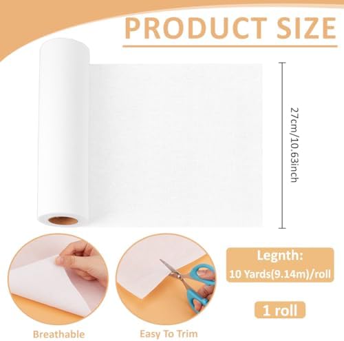 BENECREAT 10 Yards x 10.6 inch Woven Cotton Iron-On Fusible