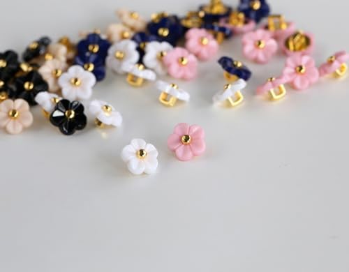 50pcs 11mm(0.42") 5 Colors Assorted Flower Buttons for Sewing Shirt