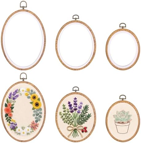 3PC Oval Embroidery Hoops, Decorative Cross Stitch Hoops,Imitated Wood