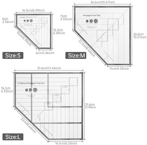 Acrylic Pineapple Block Quilting Ruler Set, Multi-Size Quilt Template