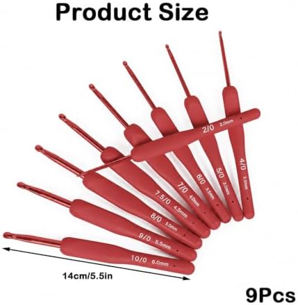 YUYUDEHM Crochet Hook Set, 9 Pieces, 2.0-6.0mm
