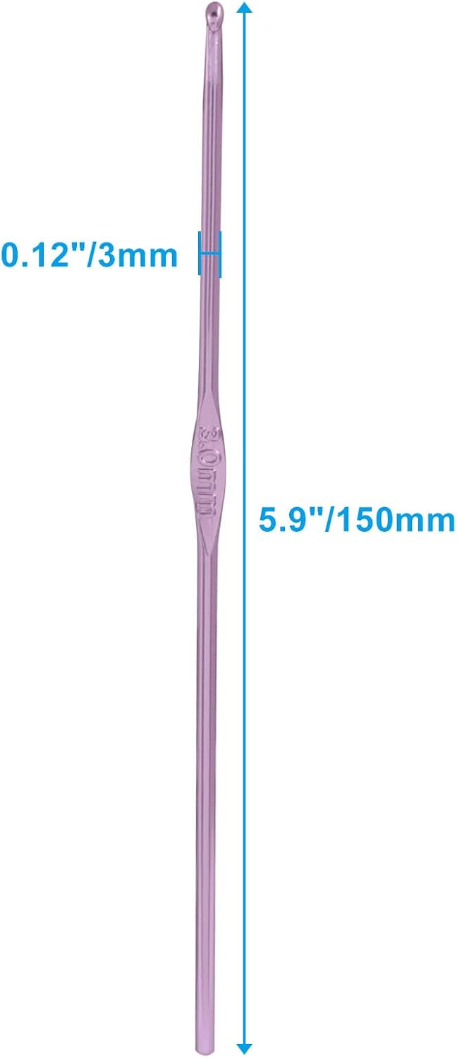 Bivethoi Aluminum Crochet Hook 3mm, 20 Pcs