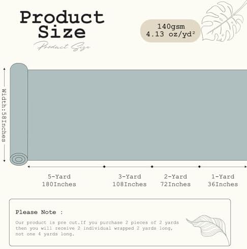 58" Wide Soft Cotton Blend Fabric by the Yard, 140gsm Lightweight &
