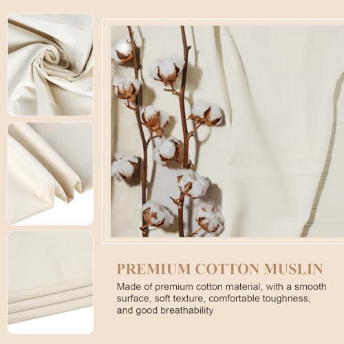 100% Cotton Muslin Fabric, 63 Inch X 2 Yards Unbleached Fabric by The