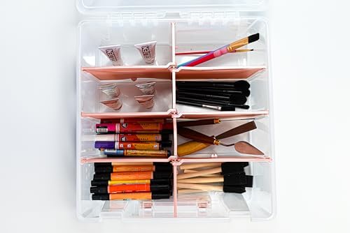 ArtBin Super Satchel Double Deep, 8-Compartment Box, Rose Gold Accents