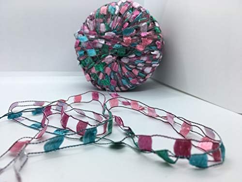 Berlini Ladder Ribbon Maxi Yarn #104 Coleus - Pinks, Greens, Blue