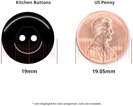 Commercial Food Service Buttons 22 Pack, 19mm, 2 Hole, Black