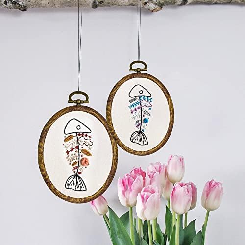 3 Pack 8" Round Embroidery Hoops Plus 2 Pack 9'' Oval Cross Stitch